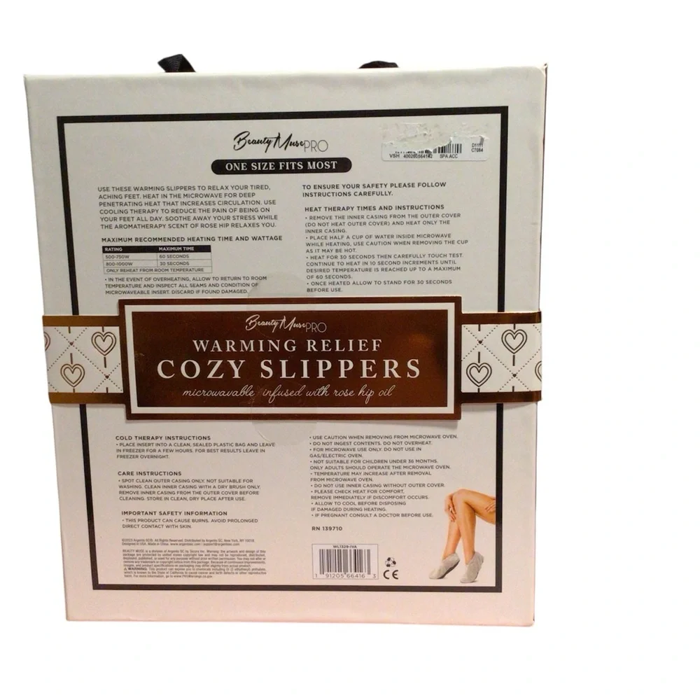 Beauty Muse Pro Warming Slippers infused with rose hip oil. One size fits most - Picture 2 of 2